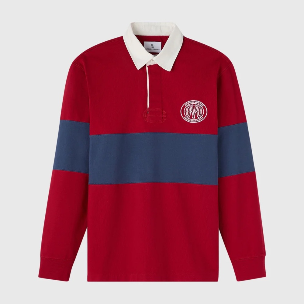 OVO COLOR BLOCK RUGBY POLO - GARNET